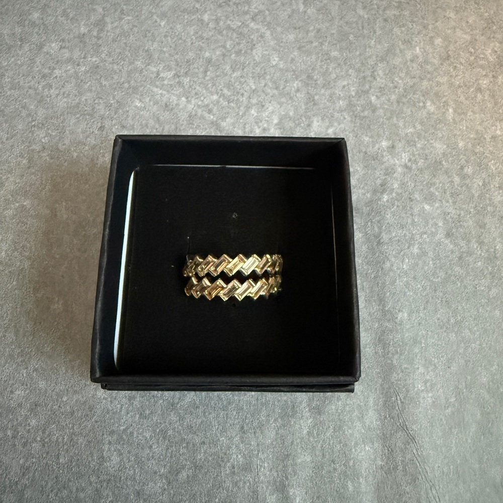 BP 2 Separate Bands Tan Stones Sz 8